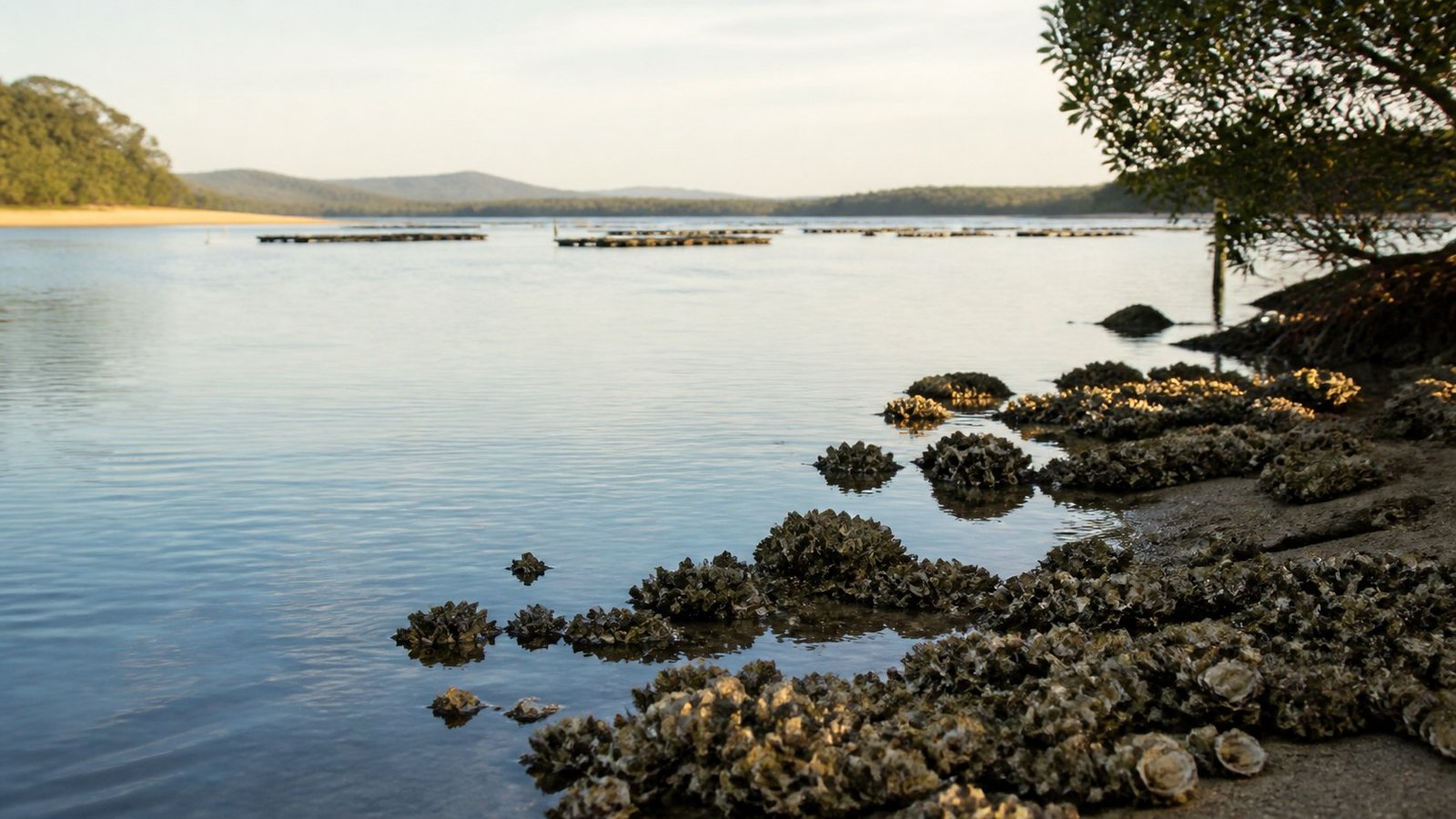Oyster leases on the Macleay River estuary